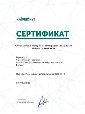 Сертификат Kaspersky Partner